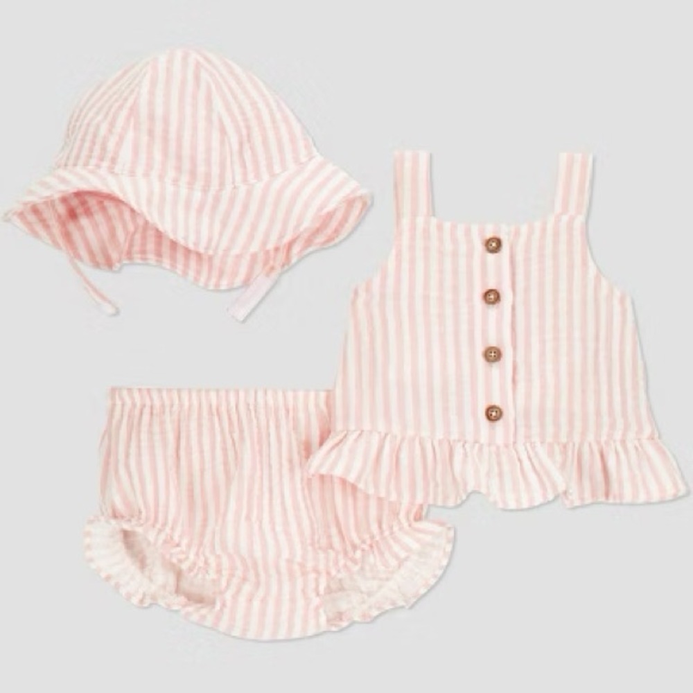 Carters Pink Striped Matching Outfit - size  6 months